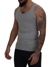 Thumbnail for Gray Cotton Sleeveless Logo Men T-shirt