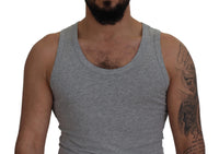 Thumbnail for Gray Cotton Sleeveless Logo Men T-shirt