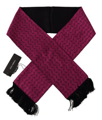 Thumbnail for Magenta Geometric Patterned Shawl Fringe Silk Scarf