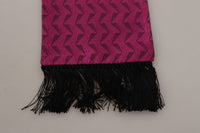 Thumbnail for Magenta Geometric Patterned Shawl Fringe Silk Scarf