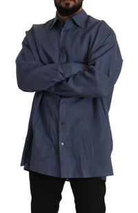Thumbnail for Elegant Dark Blue Linen Dress Shirt