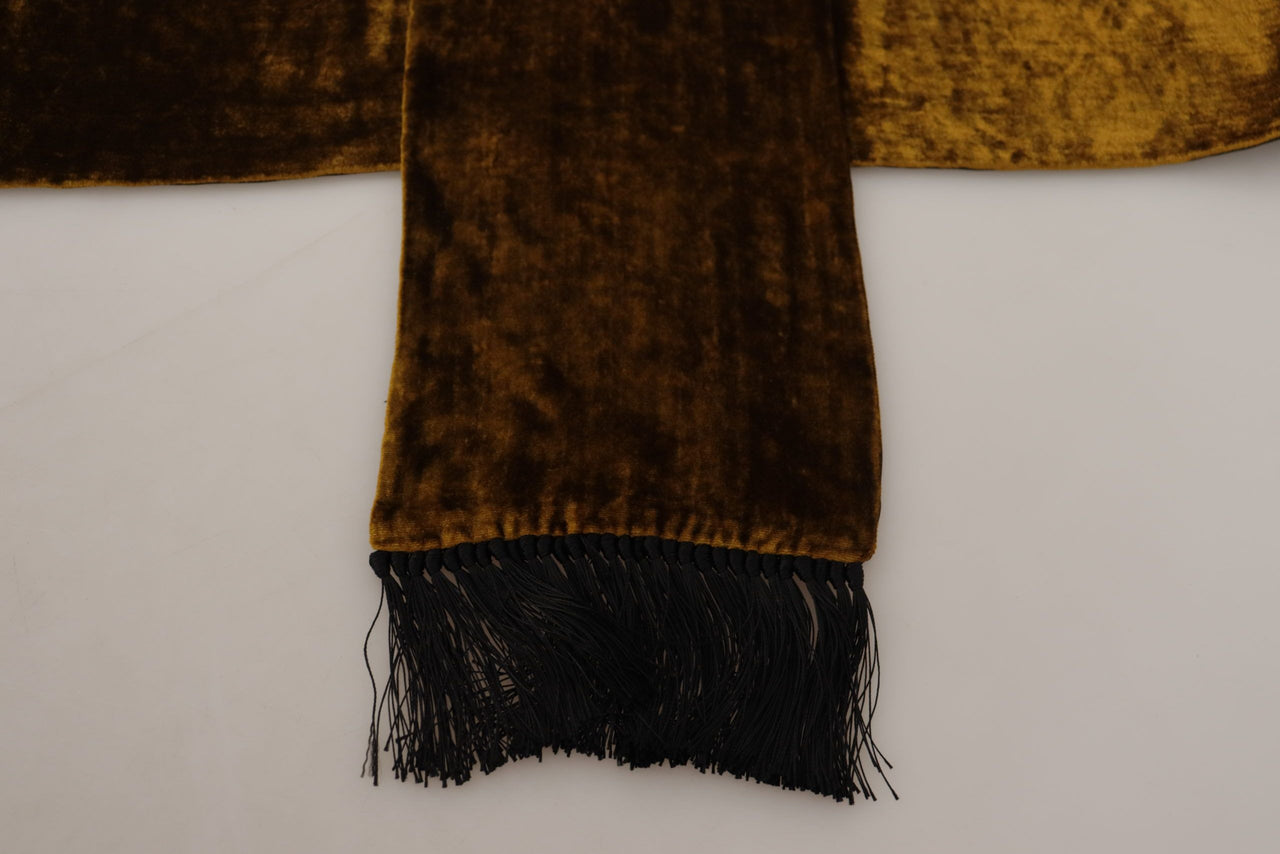 Brown Mens Shawl Warm Neck Wrap Fringe Silk Scarf