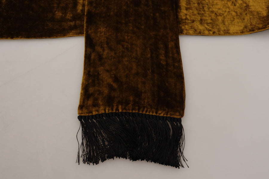 Brown Mens Shawl Warm Neck Wrap Fringe Silk Scarf