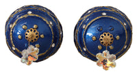 Thumbnail for Blue Christmas Ball Crystal Hook Gold Brass Earrings