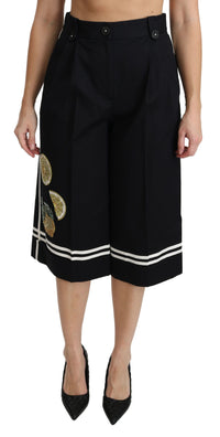 Thumbnail for High Waist Palazzo Cropped Pants in Black Lemon