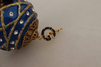 Thumbnail for Blue Christmas Ball Crystal Hook Gold Brass Earrings