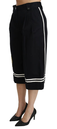 Thumbnail for High Waist Palazzo Cropped Pants in Black Lemon