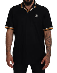 Thumbnail for Elegant Black Silk Polo T-Shirt