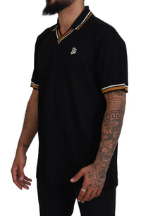 Thumbnail for Elegant Black Silk Polo T-Shirt