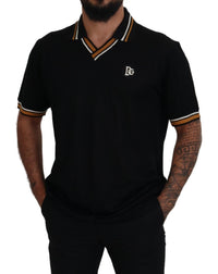 Thumbnail for Elegant Black Silk Polo T-Shirt