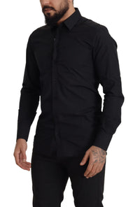 Thumbnail for Black Cotton GOLD Slim Fit Dress Shirt