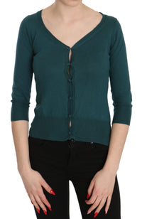 Thumbnail for Chic Blue Green Cotton Cardigan Top