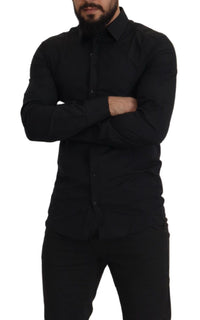 Thumbnail for Black Cotton GOLD Slim Fit Dress Shirt