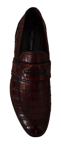 Thumbnail for Exotic Croc Leather Bordeaux Loafers