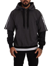 Thumbnail for Elegant Hooded Black & Gray Pullover Sweatshirt