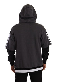 Thumbnail for Elegant Hooded Black & Gray Pullover Sweatshirt