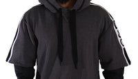 Thumbnail for Elegant Hooded Black & Gray Pullover Sweatshirt
