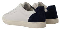 Thumbnail for Elegant White and Blue Low-Top Leather Sneakers