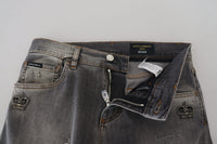 Thumbnail for Elegant Gray Washed Cotton Stretch Jeans