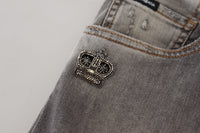 Thumbnail for Elegant Gray Washed Cotton Stretch Jeans