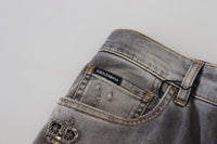 Thumbnail for Elegant Gray Washed Cotton Stretch Jeans