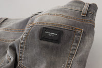 Thumbnail for Elegant Gray Washed Cotton Stretch Jeans