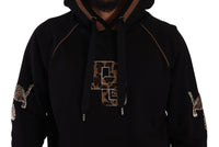 Thumbnail for Black Brown Leopard Cotton Hooded Pullover Sweater