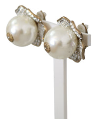 Thumbnail for Floral Crystal-Pearl Clip-On Earrings