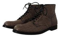 Thumbnail for Elegant Crocodile Derby Brogue Boots