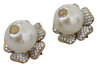 Thumbnail for Floral Crystal-Pearl Clip-On Earrings