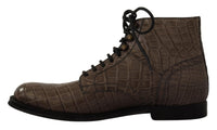 Thumbnail for Elegant Crocodile Derby Brogue Boots