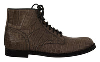 Thumbnail for Elegant Crocodile Derby Brogue Boots