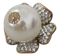 Thumbnail for Floral Crystal-Pearl Clip-On Earrings