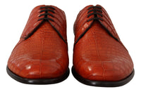 Thumbnail for Exotic Orange Croc Leather Laceup Dress Shoes