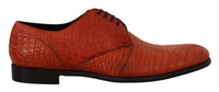 Thumbnail for Exotic Orange Croc Leather Laceup Dress Shoes