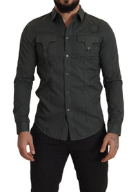 Thumbnail for Sleek Dark Gray Cotton Casual Shirt