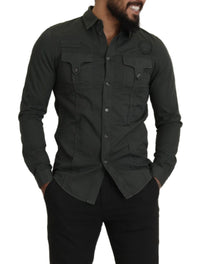 Thumbnail for Sleek Dark Gray Cotton Casual Shirt