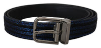 Thumbnail for Elegant Blue Jacquard Leather Belt