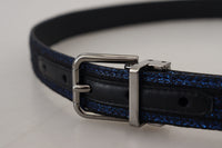 Thumbnail for Elegant Blue Jacquard Leather Belt