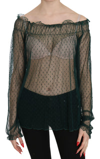 Thumbnail for Elegant Green Mesh Long Sleeve Top