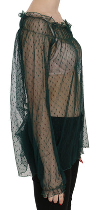 Thumbnail for Elegant Green Mesh Long Sleeve Top