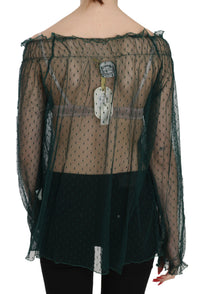 Thumbnail for Elegant Green Mesh Long Sleeve Top
