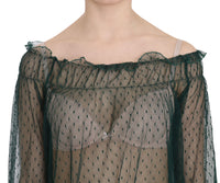 Thumbnail for Elegant Green Mesh Long Sleeve Top