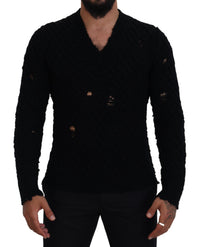 Thumbnail for Elegant Black Wool-Blend V-Neck Sweater