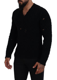 Thumbnail for Elegant Black Wool-Blend V-Neck Sweater