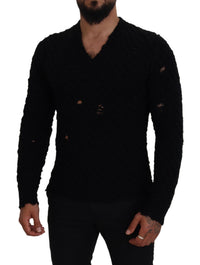 Thumbnail for Elegant Black Wool-Blend V-Neck Sweater