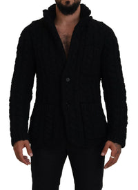 Thumbnail for Elegant Black Wool-Cashmere Blend Cardigan