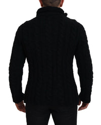 Thumbnail for Elegant Black Wool-Cashmere Blend Cardigan