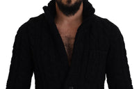 Thumbnail for Elegant Black Wool-Cashmere Blend Cardigan