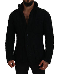 Thumbnail for Elegant Black Wool-Cashmere Blend Cardigan